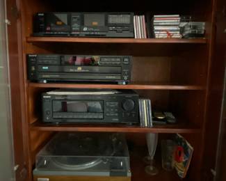 Record player, dvd player, sound system, CD player 