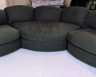  06 Henredon Green Denim Down Sectional Sofa