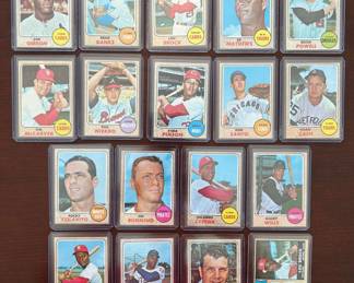 1968 Topps baseball cards. Bob Gibson, Ernie Banks, Lou Brock, Ed Mathews and more
