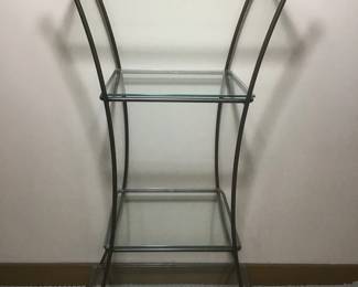 Contemporary, metal and glass shelving accent table
