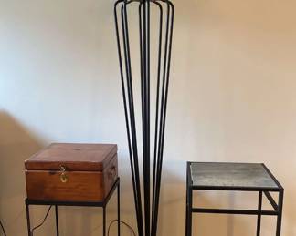 Floor Lamp Plus Two Metal Tables