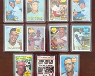 1969 Topps baseball cards. Bob Gibson, Ernie Banks, Don Drysdale and more