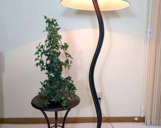 Amisco Round Metal Side Table With Metal Floor Lamp