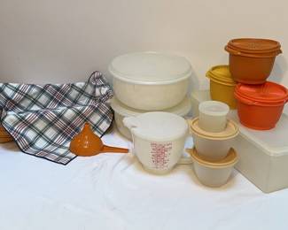 Longaberger Basket And Vintage Tupperware