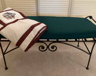 Metal Padded Bench With Quilted Throw