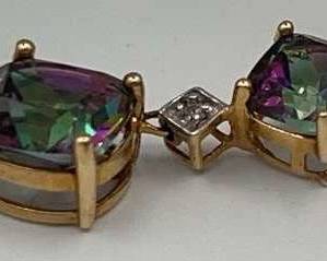 10K Gold Diamond and Mystic Topaz Pendant