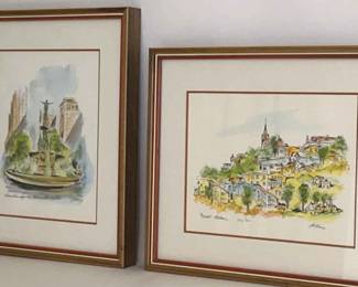 Artist Signed Prints Of Watercolor Paintings Of Mt. Adams, Fountain Square in Cincinnati