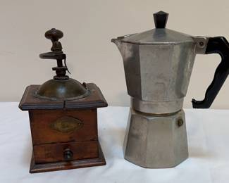 Vintage Peugeot Coffee Grinder And Espresso Maker