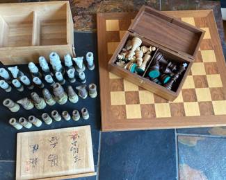 Asian Chess Set Plus Wood Chess Set And Board
