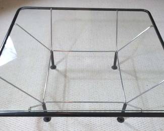 Chrome, Black Metal And Glass Coffee Table