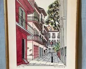 Signed Original Pirates Alley Watercolored Print By Gypsy Lou Webb
