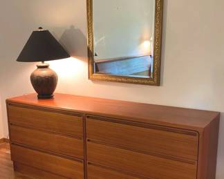 Wooden Dutch Style Dresser Plus Lamp And Mirror 
