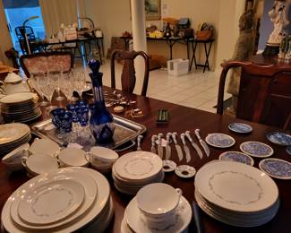 Cobalt blue cut to clear,  Royal Dalton England Coronet china