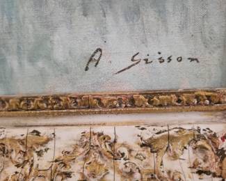 Oil by Andre Gisson. French large landscape