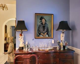 Lamps Marcello Fantoni,  Blue Iris sculpture signed Hughes