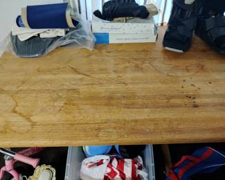 Wood butcher block table