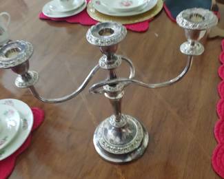 Pair matching silver candle holders