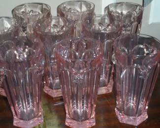 8 vintage pink 'Butterfly meadow' glasses Lenox