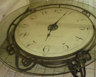 Round glass top clock table