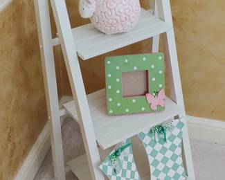 3 step white wood stool