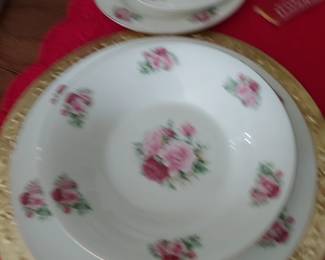 12 place setting set 'Formalities' dishes by Baum Bros. plates/cups/saucers/salad plates/soup bowls/coffee pot/cream & sugar/platter & 2 serving bowls