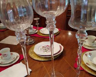 Tall glass stemmed glasses - 3 styles/4 of each