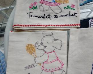 20-25 vintage embroidered dish towels