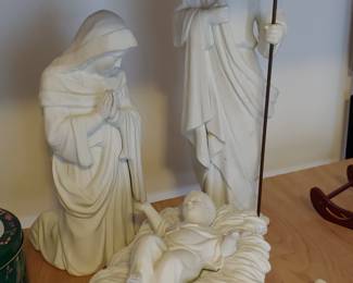 White bisque figurines Mary/Joseph/Jesus