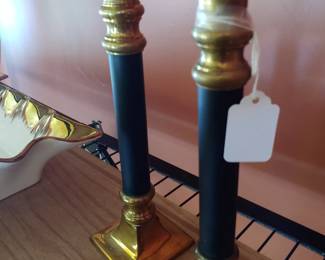 Pair matching black/gold candle sticks