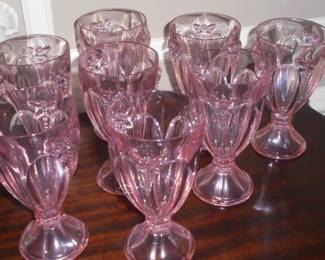 8 vintage pink 'Butterfly meadow' goblets Lenox