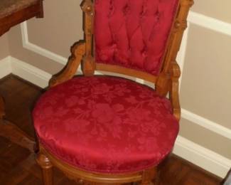 Red Eastlake chair w/castors