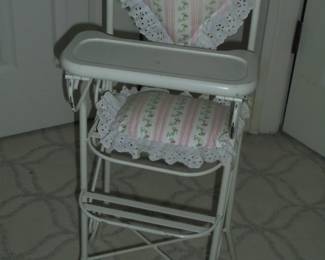 Child's white wire doll hi-chair
