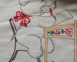 20-25 vintage embroidered dish towels