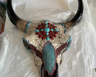 Decorative skull by Toscano. 