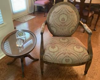 Paisley chair presale $125. Side table presale $60. Top lifts off table.