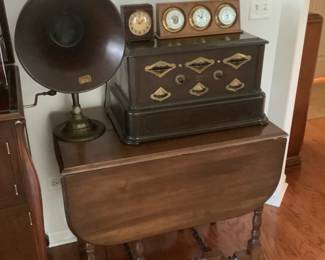 Drop leaf table….radio with speaker on top