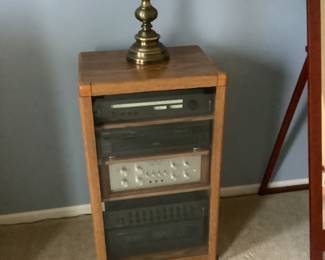 Stereo components are: Technics #9030; Technics. cD changer #9062; technics Equalizer # 9010; Marantz preamp; Yamaha amp model . The cabinet is available.