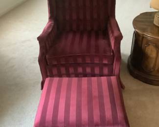 Chair and ottoman ..measures 28w x 36” d x 32 h . Presale $95