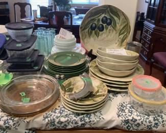 Salad set, storage pieces , and plates