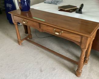 Sofa table..oak with two drawers. $65 presale