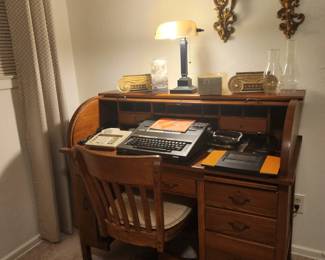 Antique Roll Top Desk and Antique Oak office chair