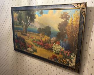 Antique artwork in art deco frame