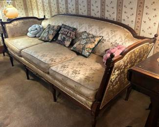 Antique sofa, accent pillows
