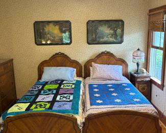 Gorgeous pair of Art Deco twin beds. Sold separately or together