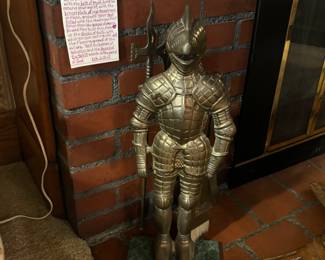 Vintage knight fireplace tool holder