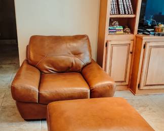 Natuzzi Leather Chair & Ottoman