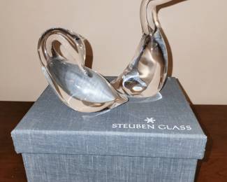 Steuben Crystal Goose and Gander Set