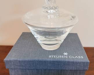 Steuben Glass Crystal Rams Head Bowl