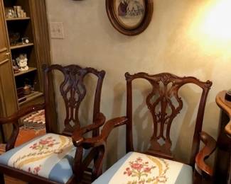 Pair of arm chairs, oval fashion prints.