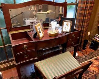 Antique vanity with bench